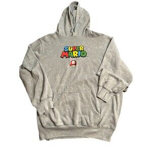 Nintendo Super Mario Toad Grey Hoodie Size XXL